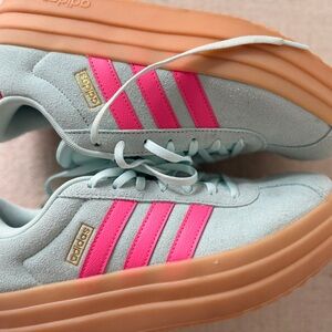 Adidas Gazelle platform Mint and Pink Sneakers with Tan Sole size 10 women’s